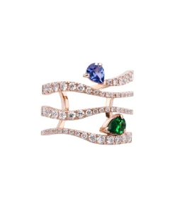 Anillo Gold&Roses Sasa 4 Rails Oro Rosa Diamantes y Gemas Multicolor | GR-531.3TS
