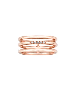 Anillo Gold&Roses Tres Bandas Oro Rosa Diamantes | GR-057