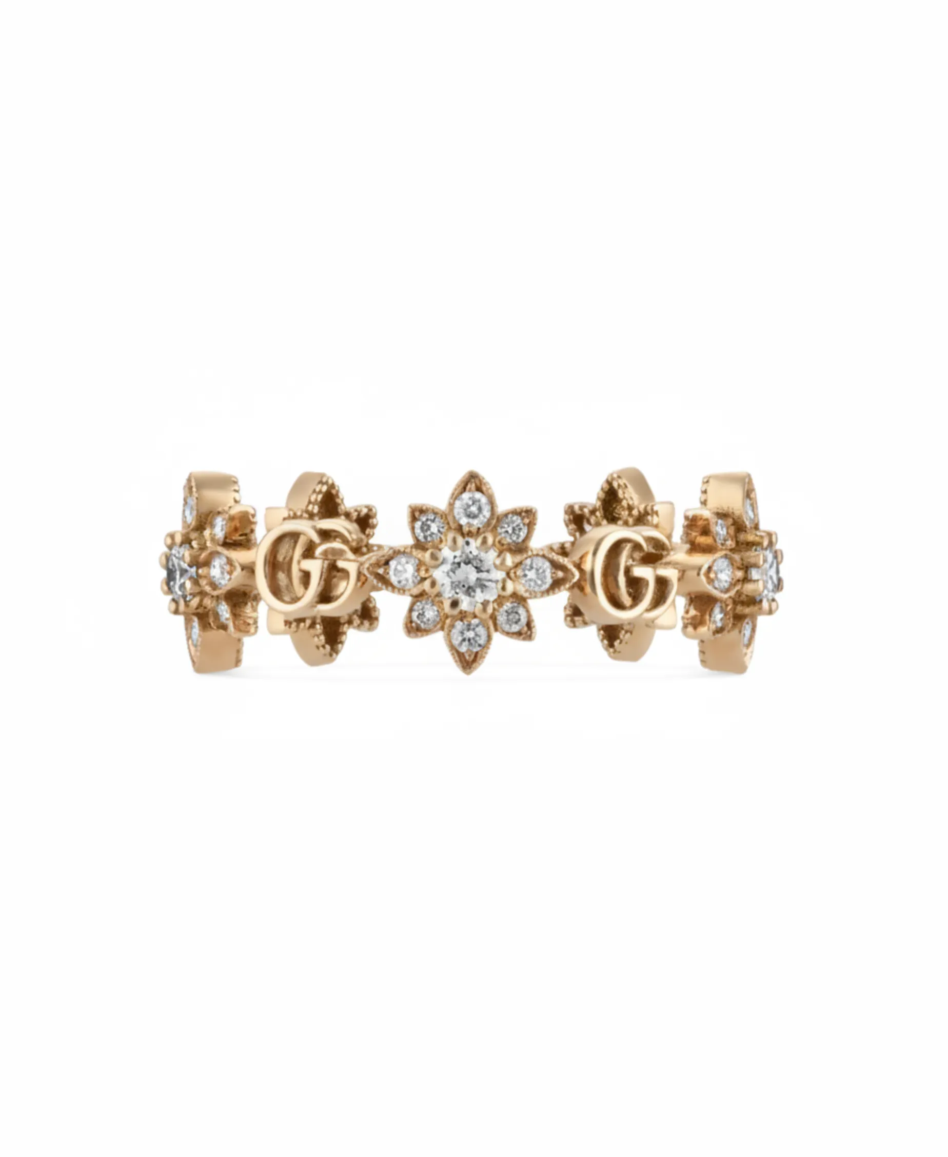 Anillo Gucci Flora Oro Rosa y Diamantes | YBC702391001013