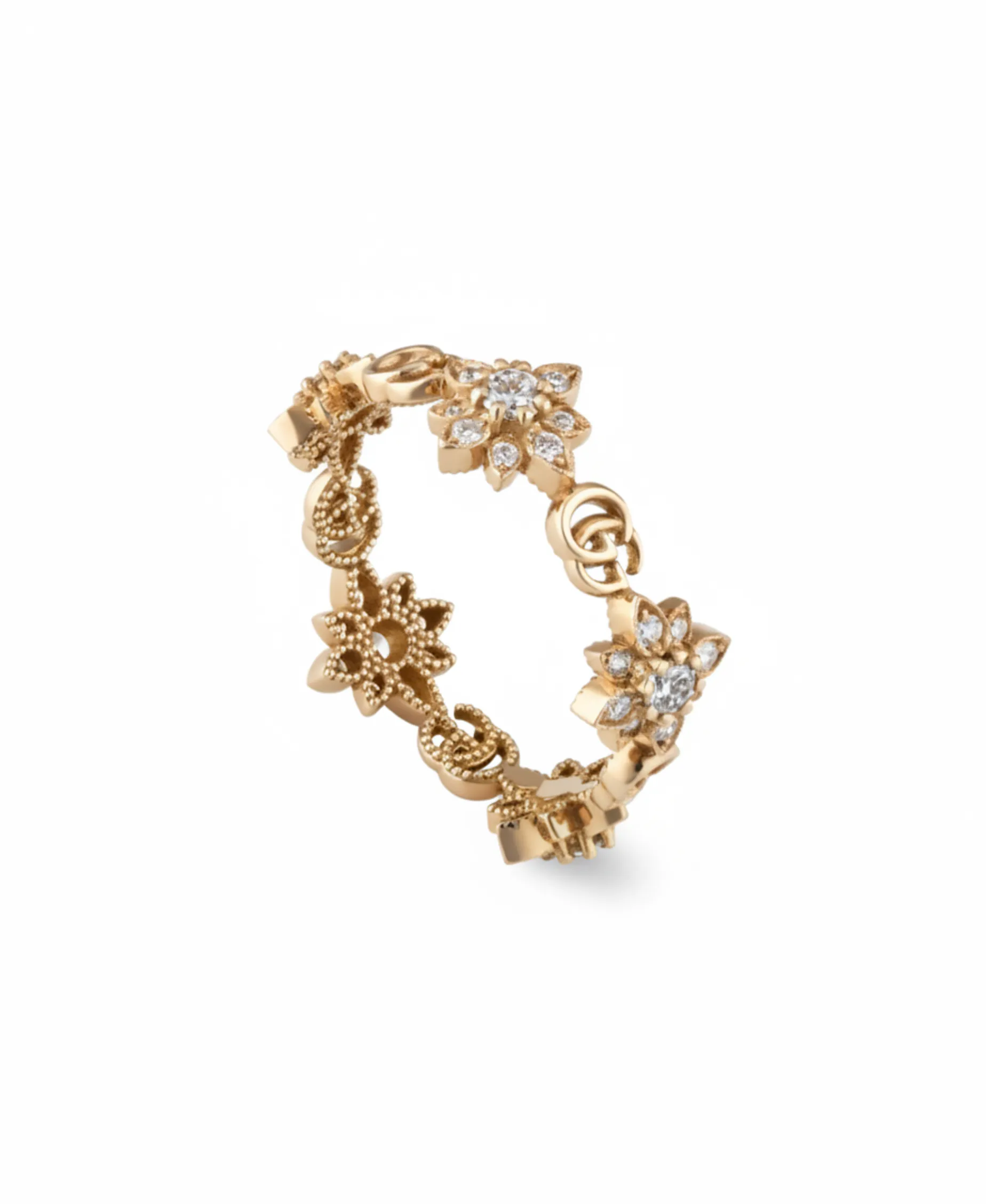 Anillo Gucci Flora Oro Rosa y Diamantes | YBC702391001013