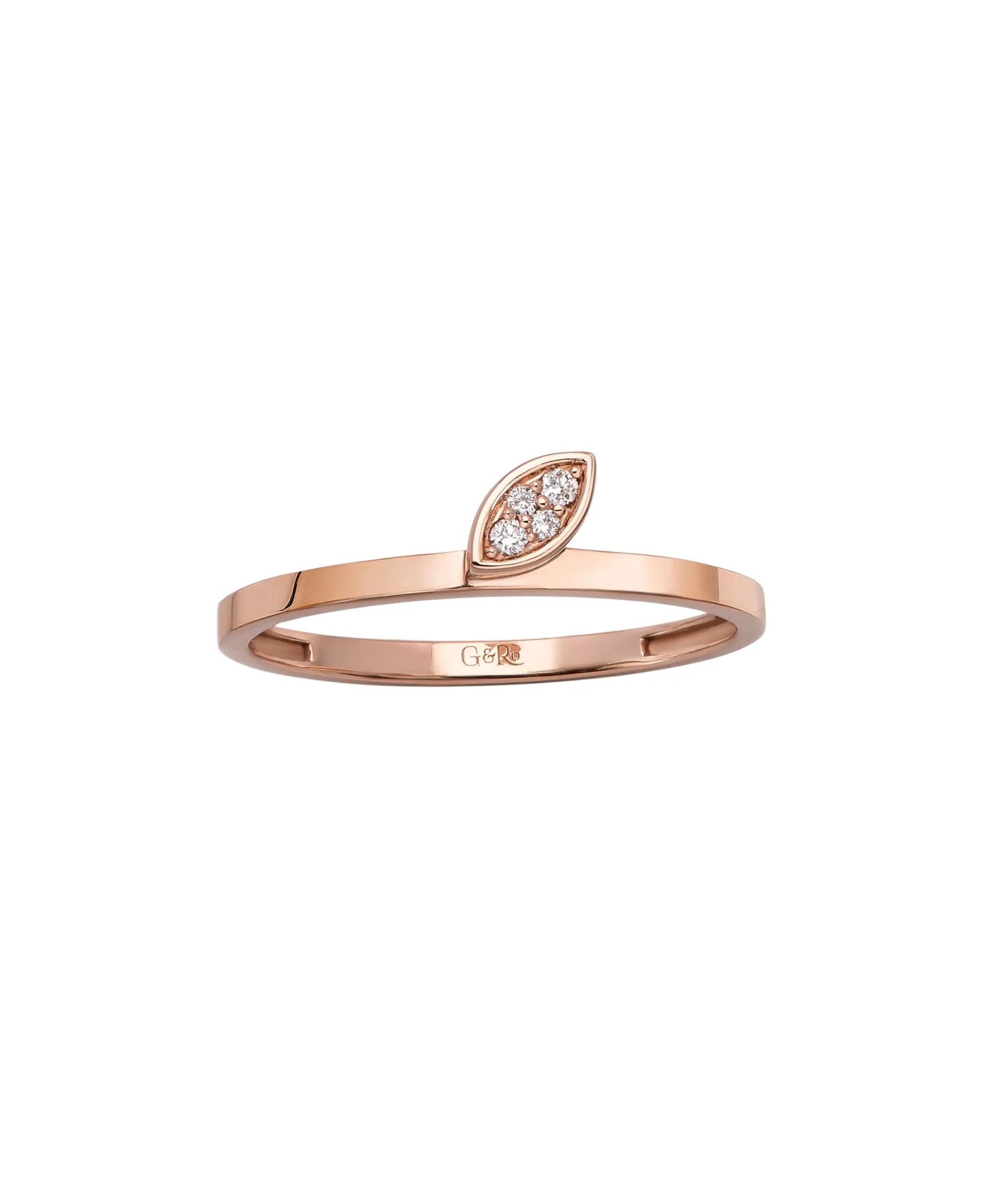 Anillo Hoja Gold&Roses Marquise&Co Oro Rosa Diamantes | GR-437.3