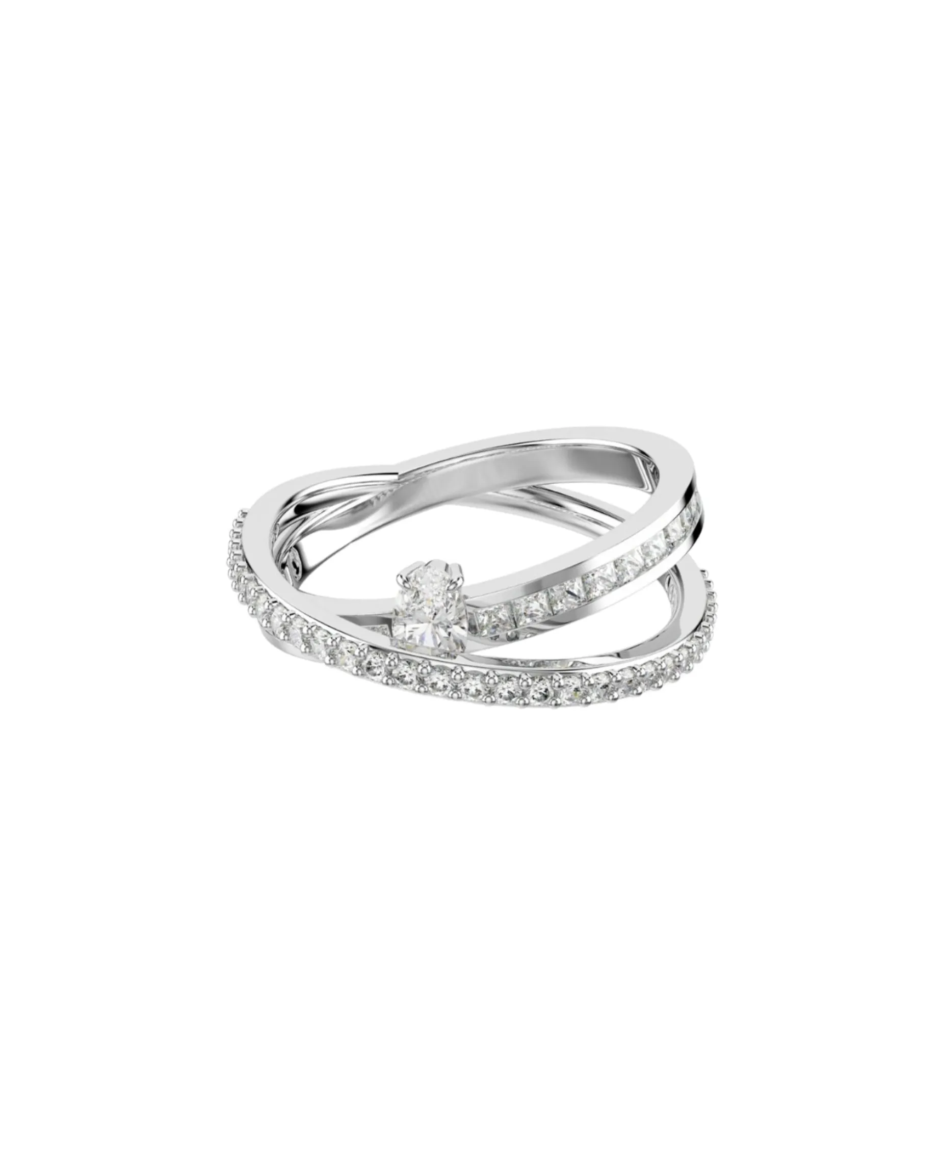 Anillo Hyperbola Swarovski Tallas Mixtas Blanco con Baño de Rodio | 5691229