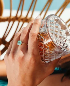 Anillo LeCarré Cuarzo Verde y Topacios en Oro Amarillo