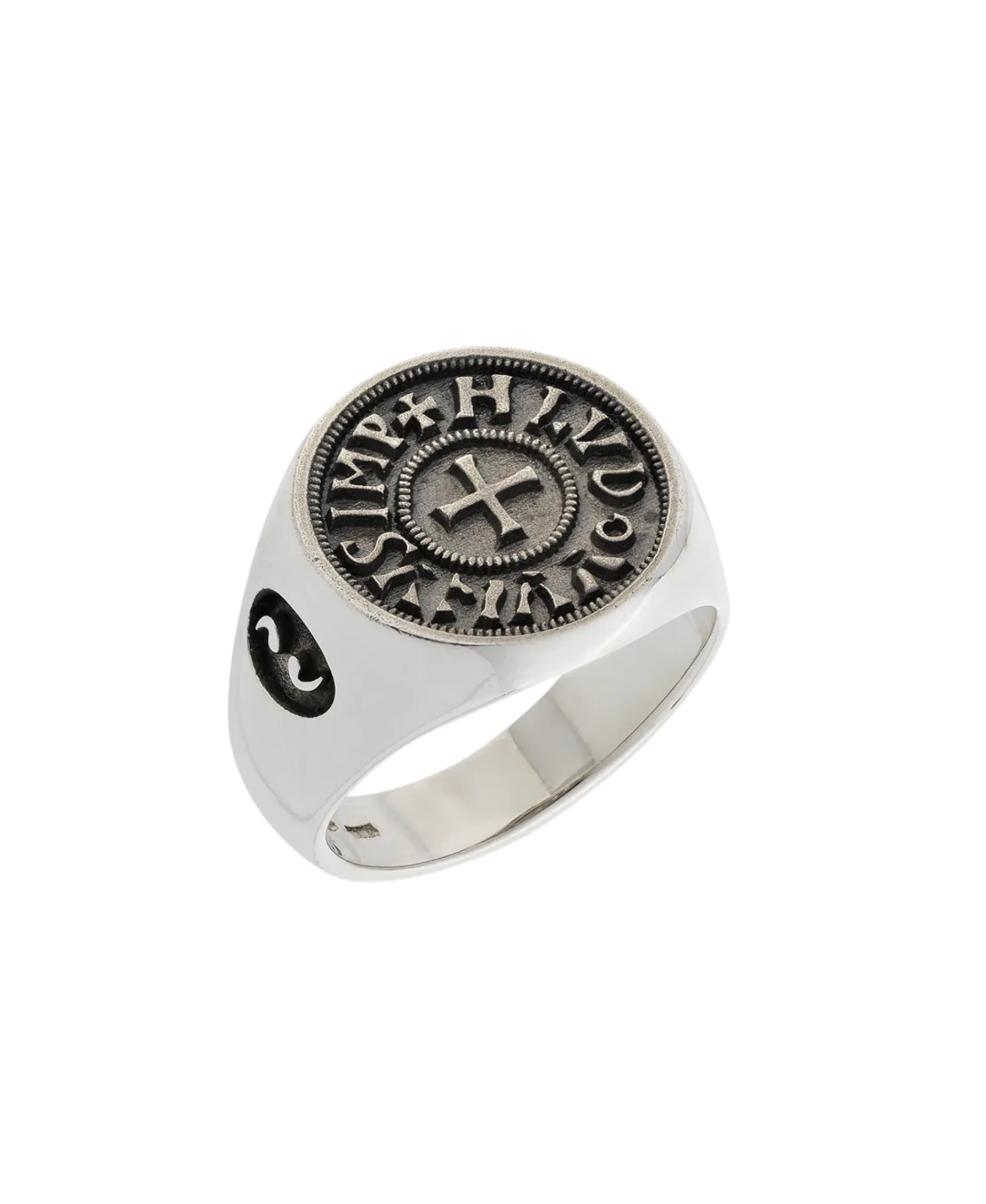 Anillo Marco Dal Maso Moneda Signet en Plata Oxidada | AGAN42-01BVSB