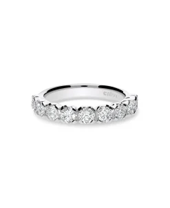 Anillo Media Alianza con 9 Diamantes 1,35 cts en Oro Blanco