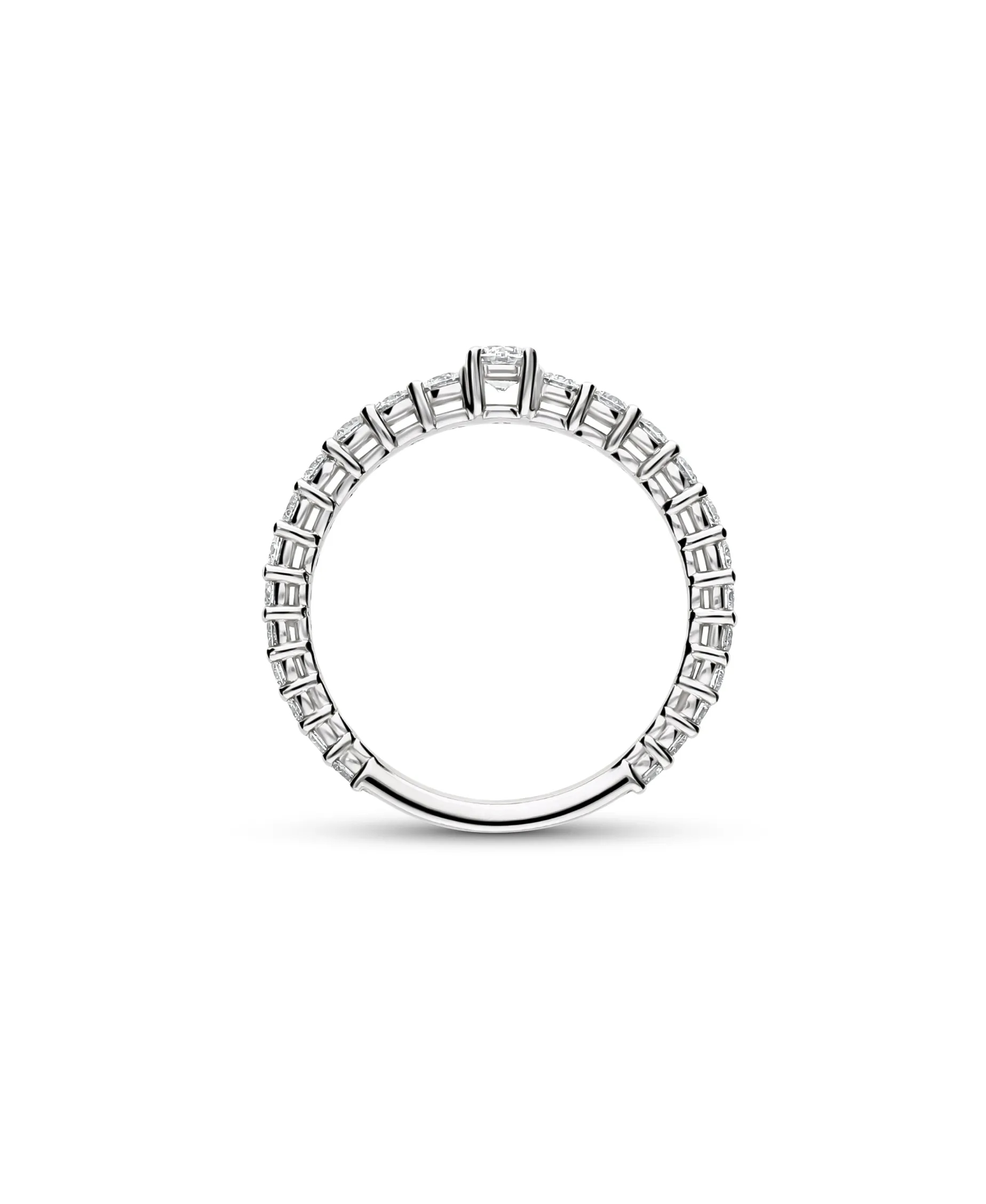 Anillo Media Alianza con Diamantes 0,74 cts en Oro Blanco