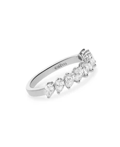 Anillo Media Alianza con Diamantes Talla Pera 1,27 cts en Oro Blanco