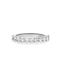 Anillo Media Alianza con Diamantes Talla Oval 1,31 cts en Oro Blanco
