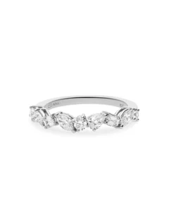 Anillo Media Alianza con Diamantes Multitalla 0,97 cts en Oro Blanco