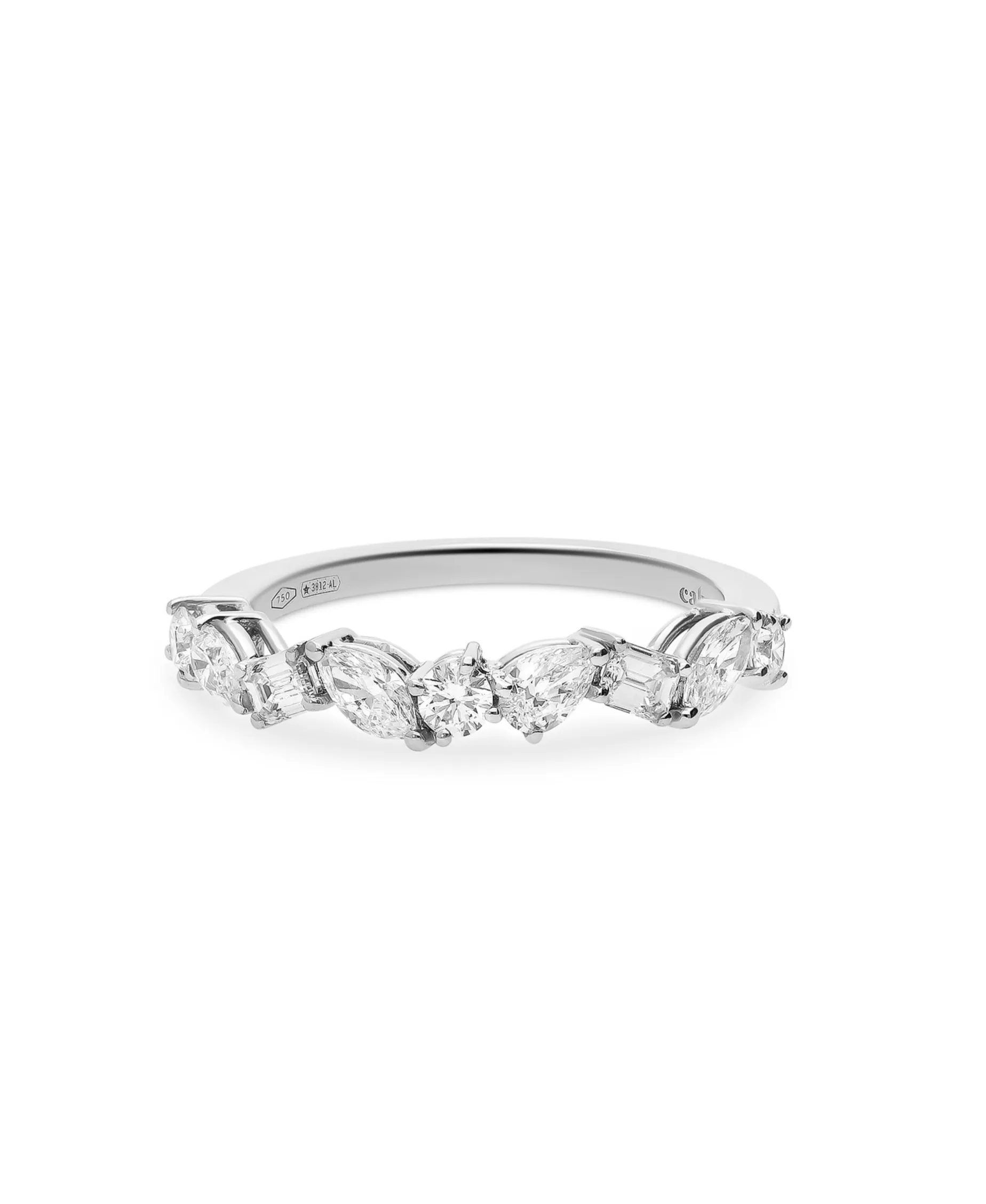 Anillo Media Alianza con Diamantes Multitalla 0,97 cts en Oro Blanco