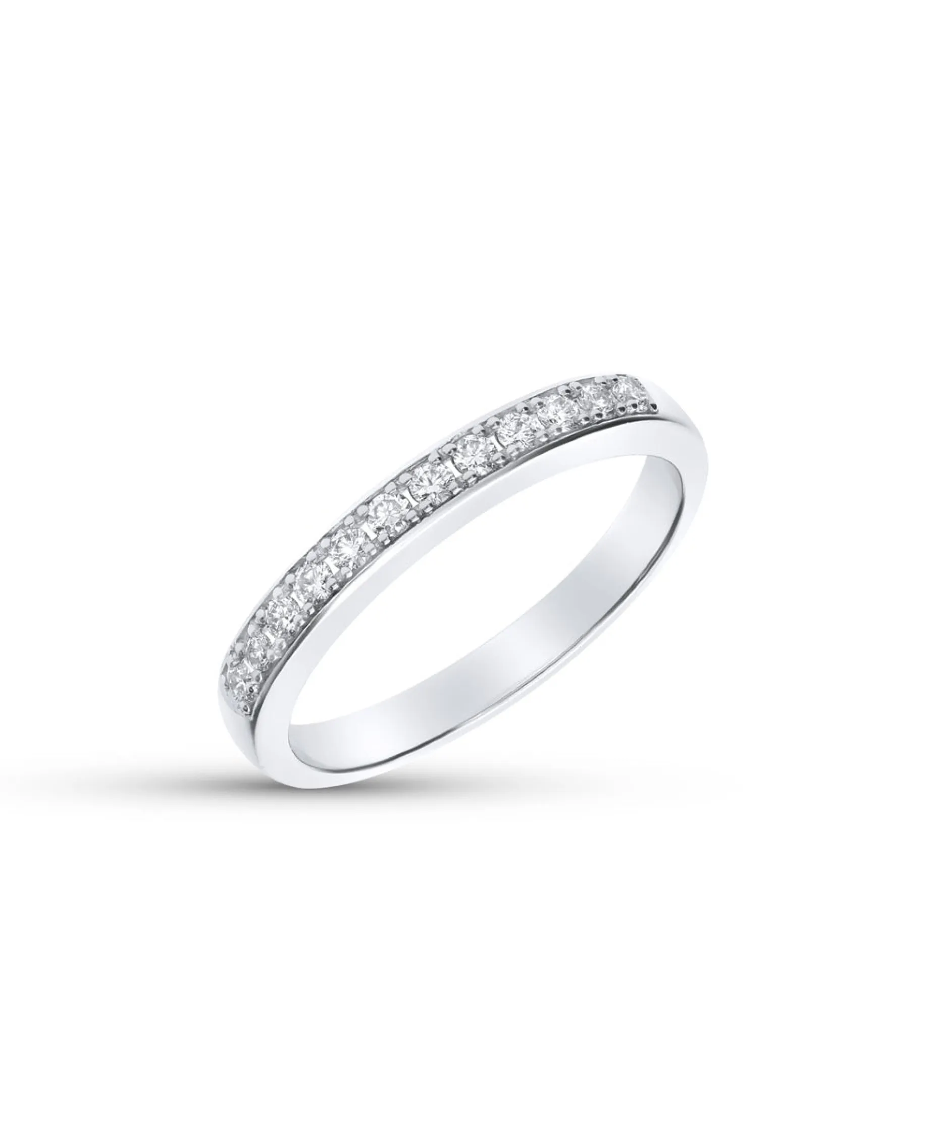 Anillo Media Alianza con 14 Diamantes en Oro blanco