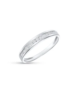 Anillo Media Alianza con 14 Diamantes en Oro blanco