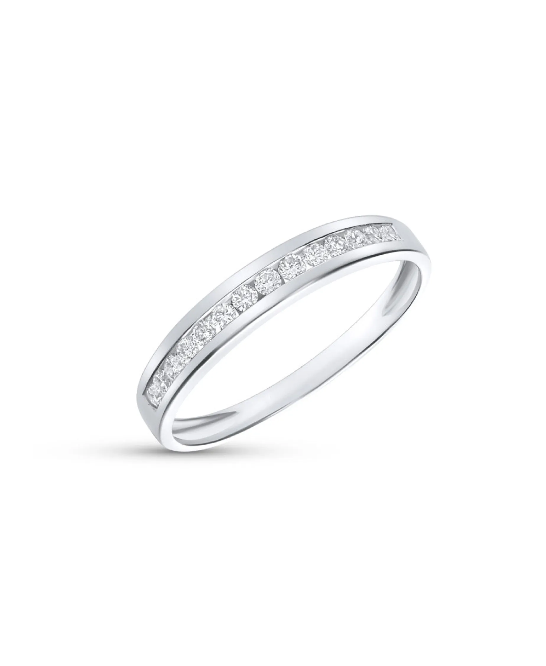 Anillo Media Alianza con 14 Diamantes en Oro blanco