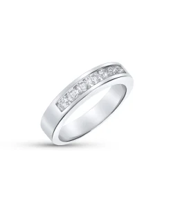 Anillo Media Alianza con 7 Diamantes 0,5 cts en Oro blanco
