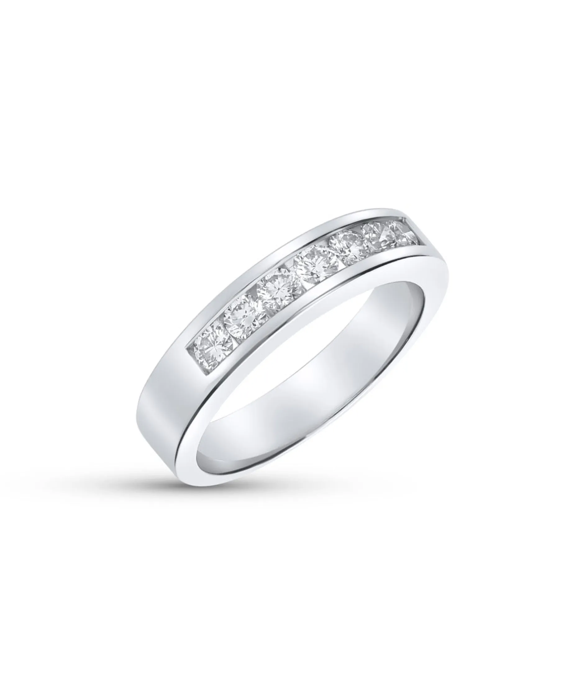Anillo Media Alianza con 7 Diamantes 0,5 cts en Oro blanco