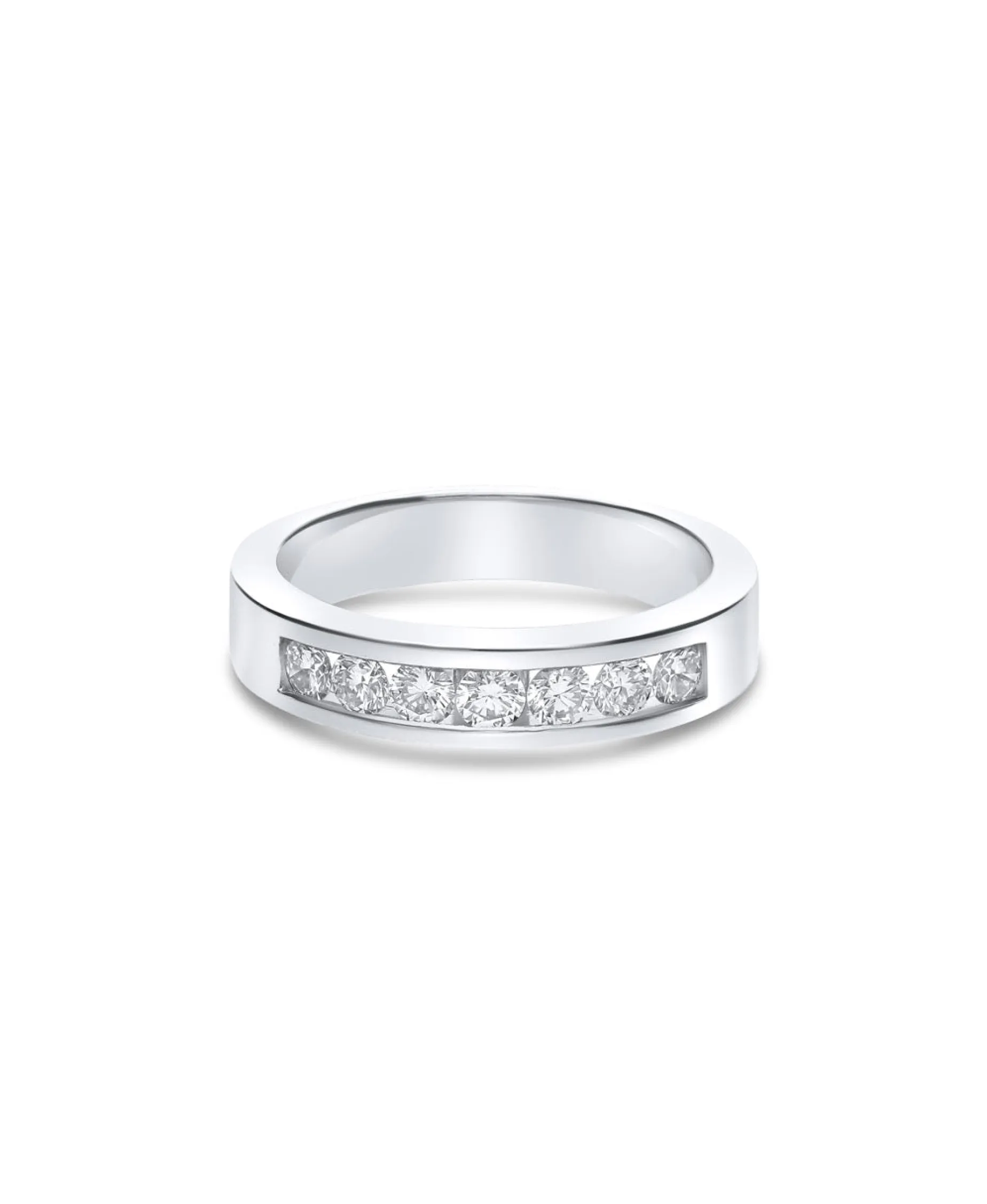 Anillo Media Alianza con 7 Diamantes 0,5 cts en Oro blanco