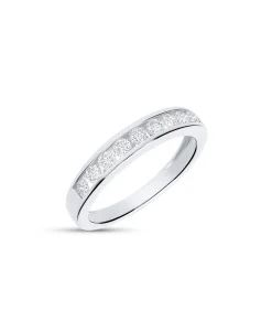 Anillo Media Alianza con 9 Diamantes 0,5 cts en Oro blanco