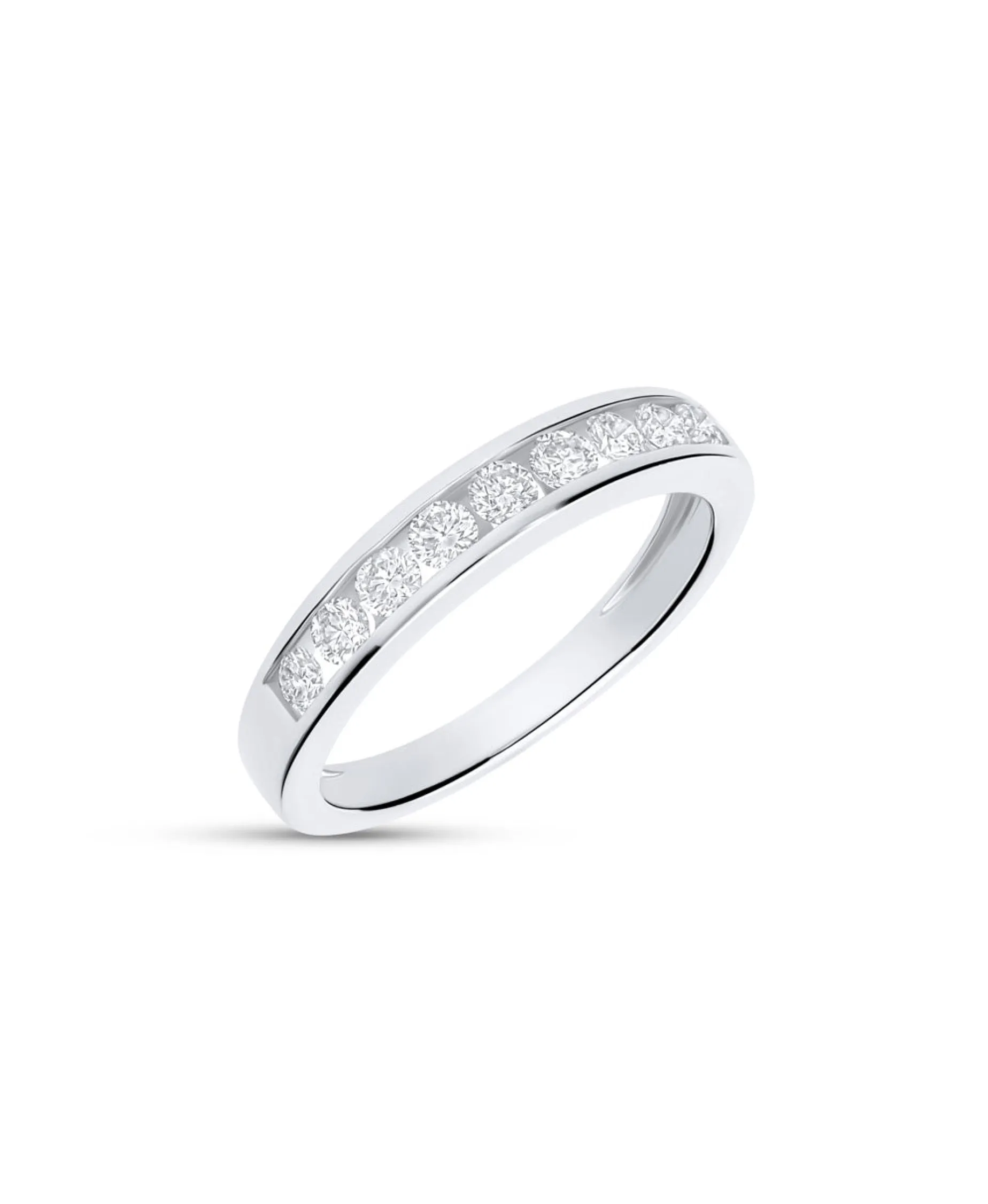 Anillo Media Alianza con 9 Diamantes 0,5 cts en Oro blanco