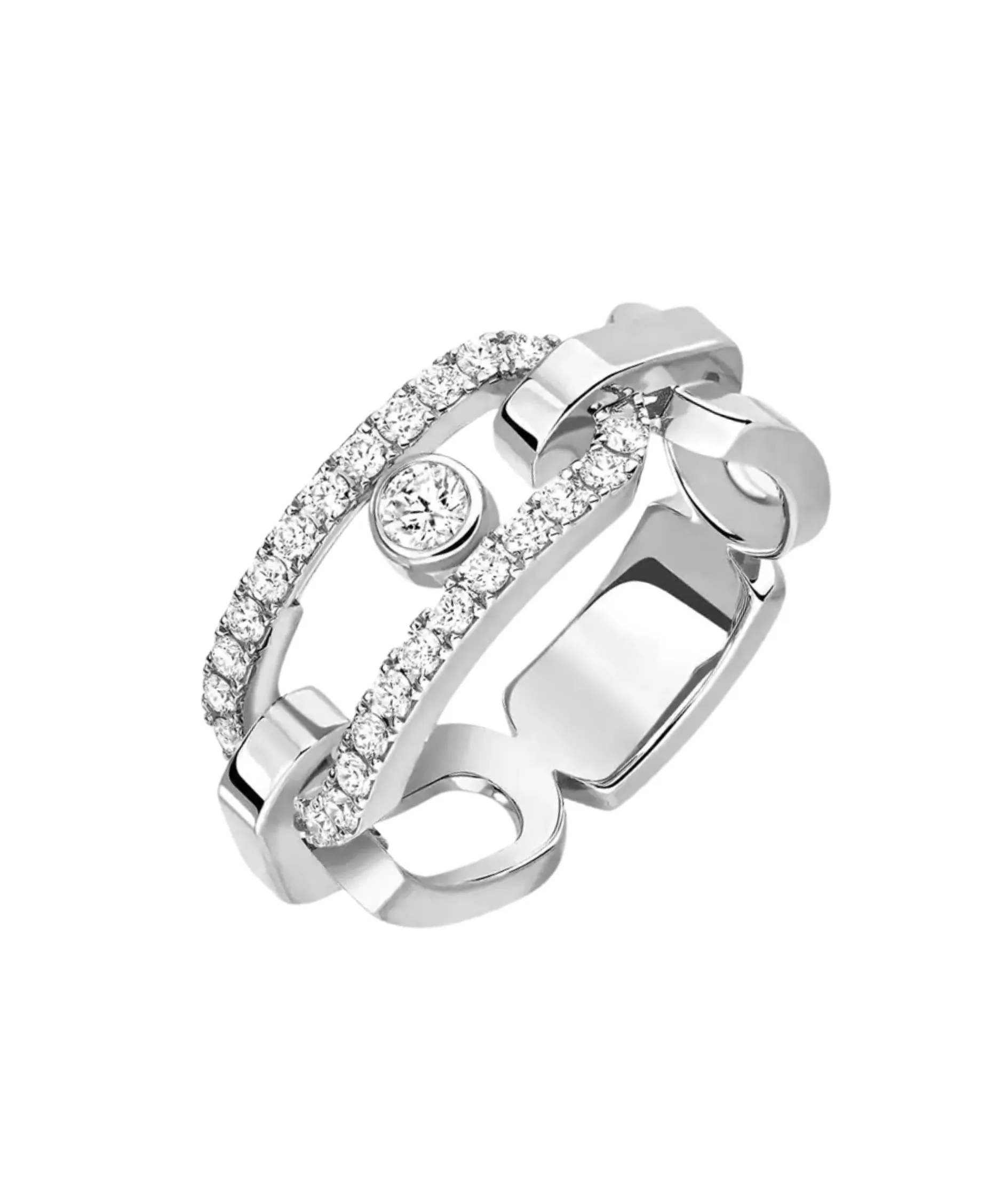 Anillo Messika Move Link Oro Blanco y Pavé | 12728-WG