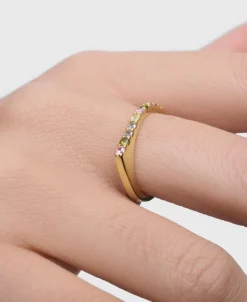 Anillo Oda Multicolor PDPAOLA Plata con Baño de Oro 18K | AN01-E89