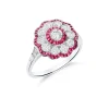 Anillo Ojo de Perdiz con Diamantes y Rubíes en Platino