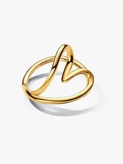 Anillo Pandora Corazón Forma Orgánica Plata Baño Oro | 163288C0