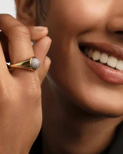 Anillo PDPAOLA Pavé Moon Plata Baño Oro | AN01-B21