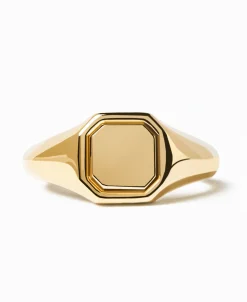 Anillo PDPAOLA Sello Octet Plata Baño Oro | AN01-627