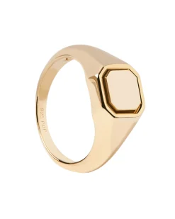 Anillo PDPAOLA Sello Octet Plata Baño Oro | AN01-627