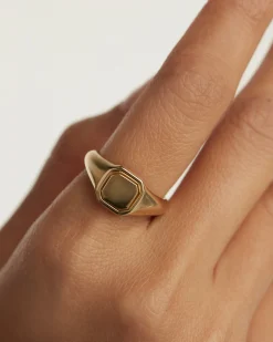 Anillo PDPAOLA Sello Octet Plata Baño Oro | AN01-627