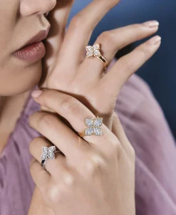 Anillo Roberto Coin Princess Flower Oro Blanco Con Diamantes - ADR777RI0643