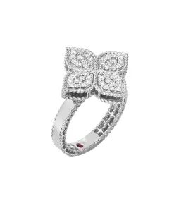 Anillo Roberto Coin Princess Flower Oro Blanco Con Diamantes - ADR777RI0643