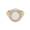 Anillo Sello con Nácar y Diamantes en Oro Amarillo