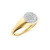 Anillo Sello con Pavé de Diamantes en Oro Amarillo
