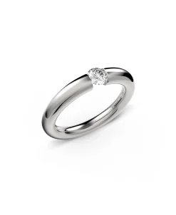 Anillo Solitario Chunky con Diamante 0,30 en Oro Blanco