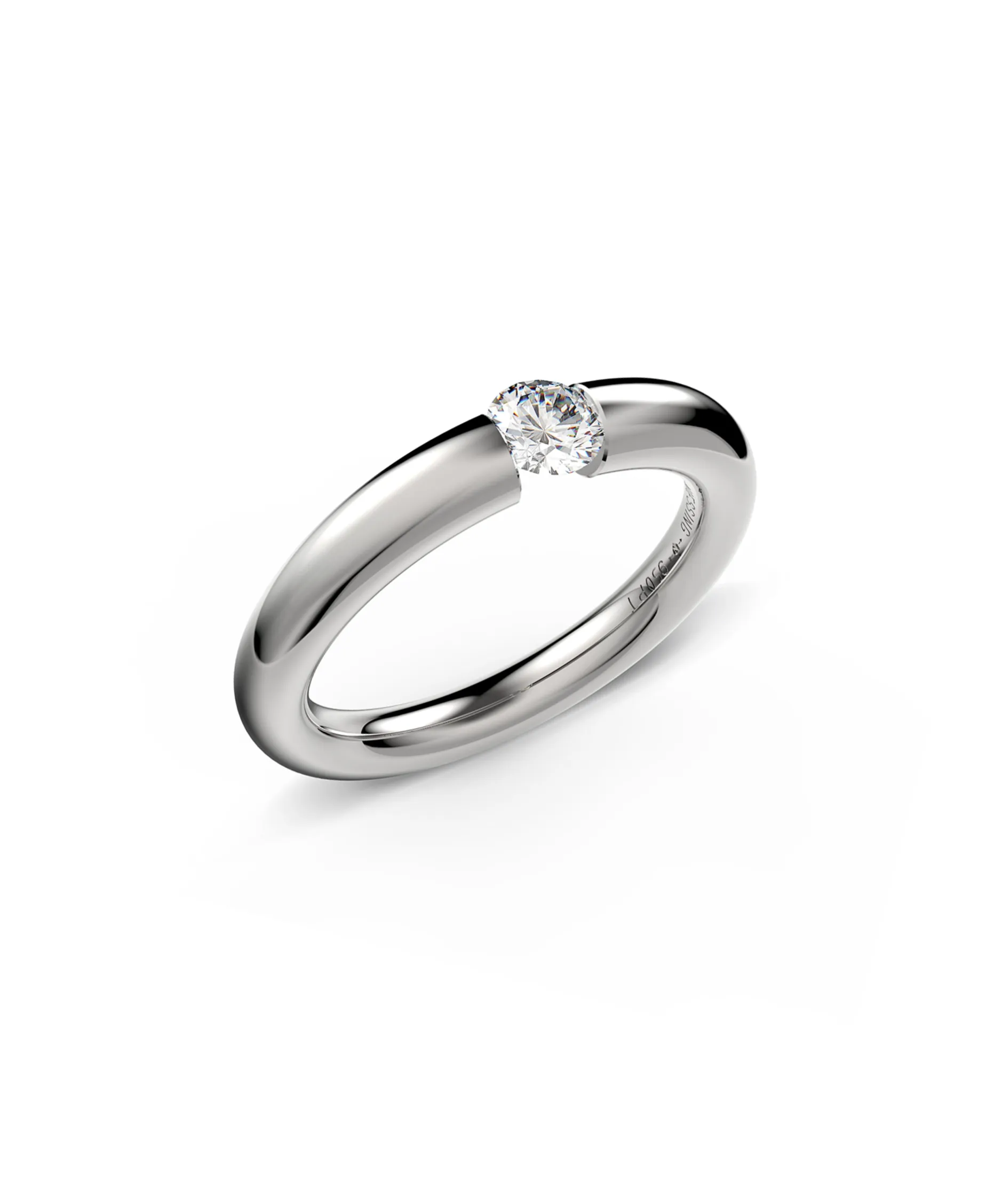 Anillo Solitario Chunky con Diamante 0,30 en Oro Blanco