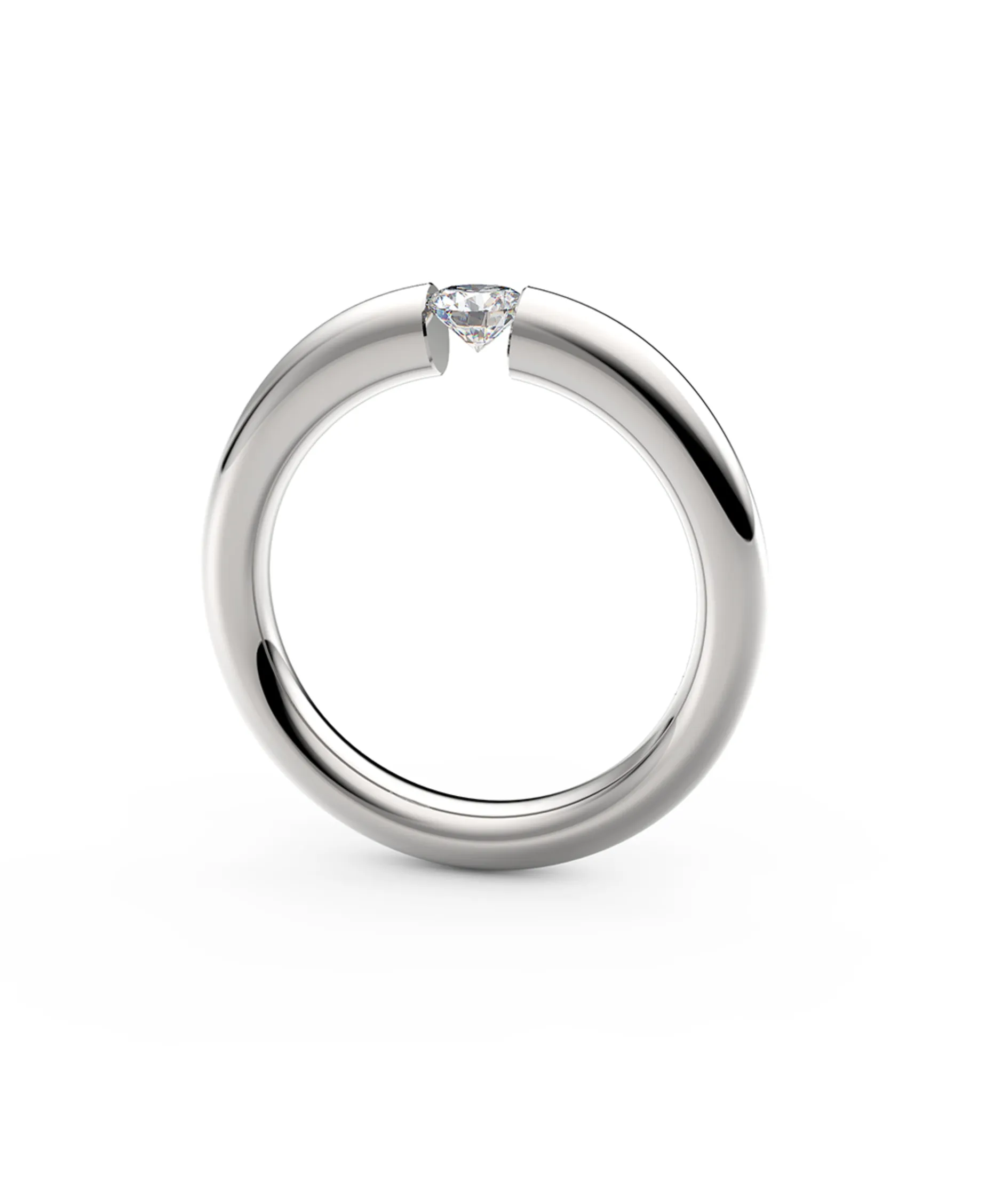 Anillo Solitario Chunky con Diamante 0,30 en Oro Blanco