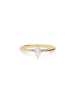 Anillo Solitario con Diamante Marquise 0,40 cts en Oro Amarillo