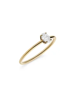 Anillo Solitario con Diamante Oval 0,31 cts en Oro Amarillo