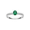 Anillo Solitario con Esmeralda Oval y Brazo de Diamantes