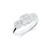 Anillo Tresillo de Rosetas con Diamantes 1,23 cts en Oro Blanco
