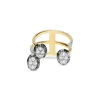 Anillo Triple Motivo de Diamantes 0,59 cts en Oro Negro y Amarillo
