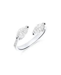 Anillo Tú y Yo con Diamantes Marquise 1 ct en Oro Blanco