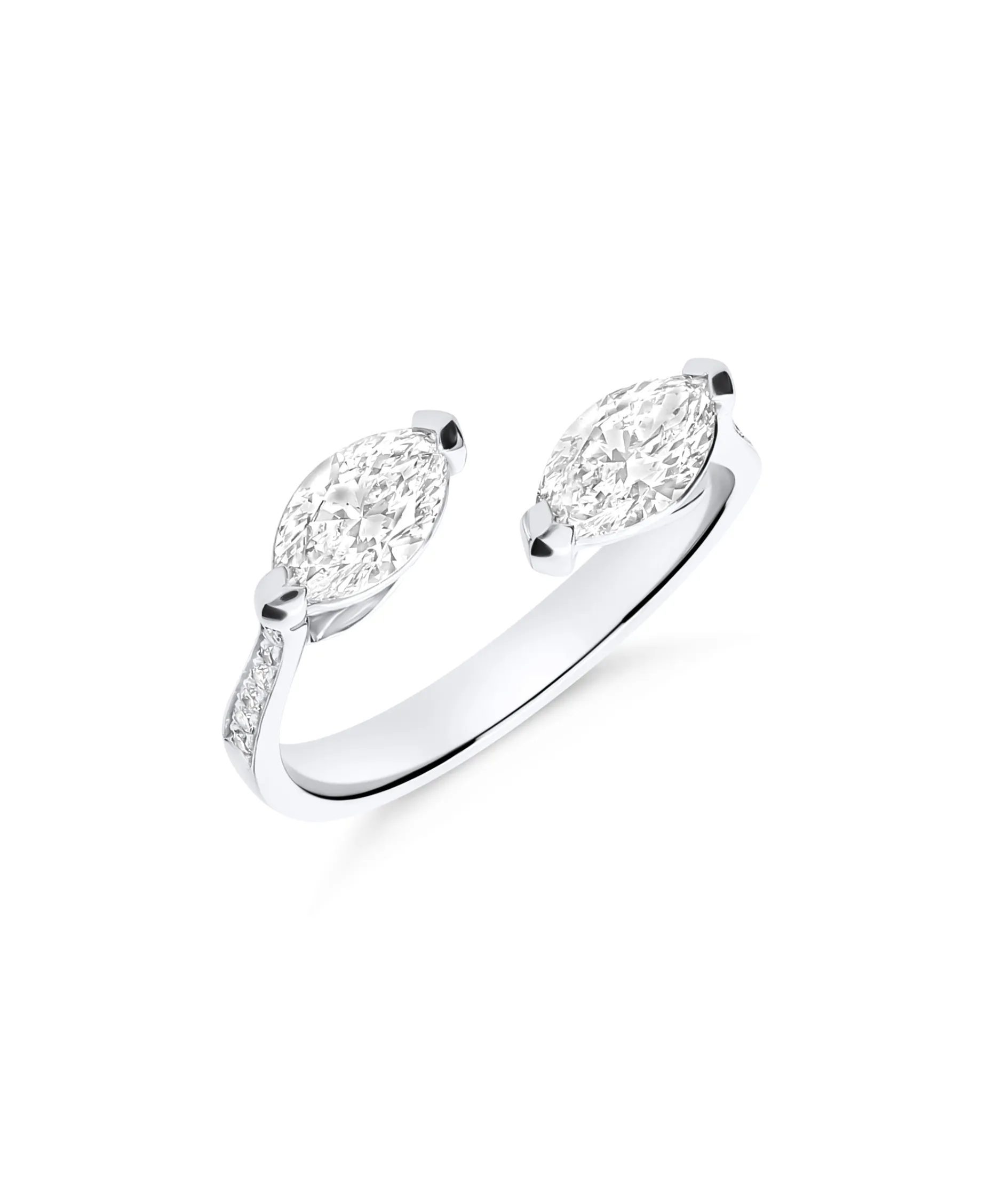 Anillo Tú y Yo con Diamantes Marquise 1 ct en Oro Blanco