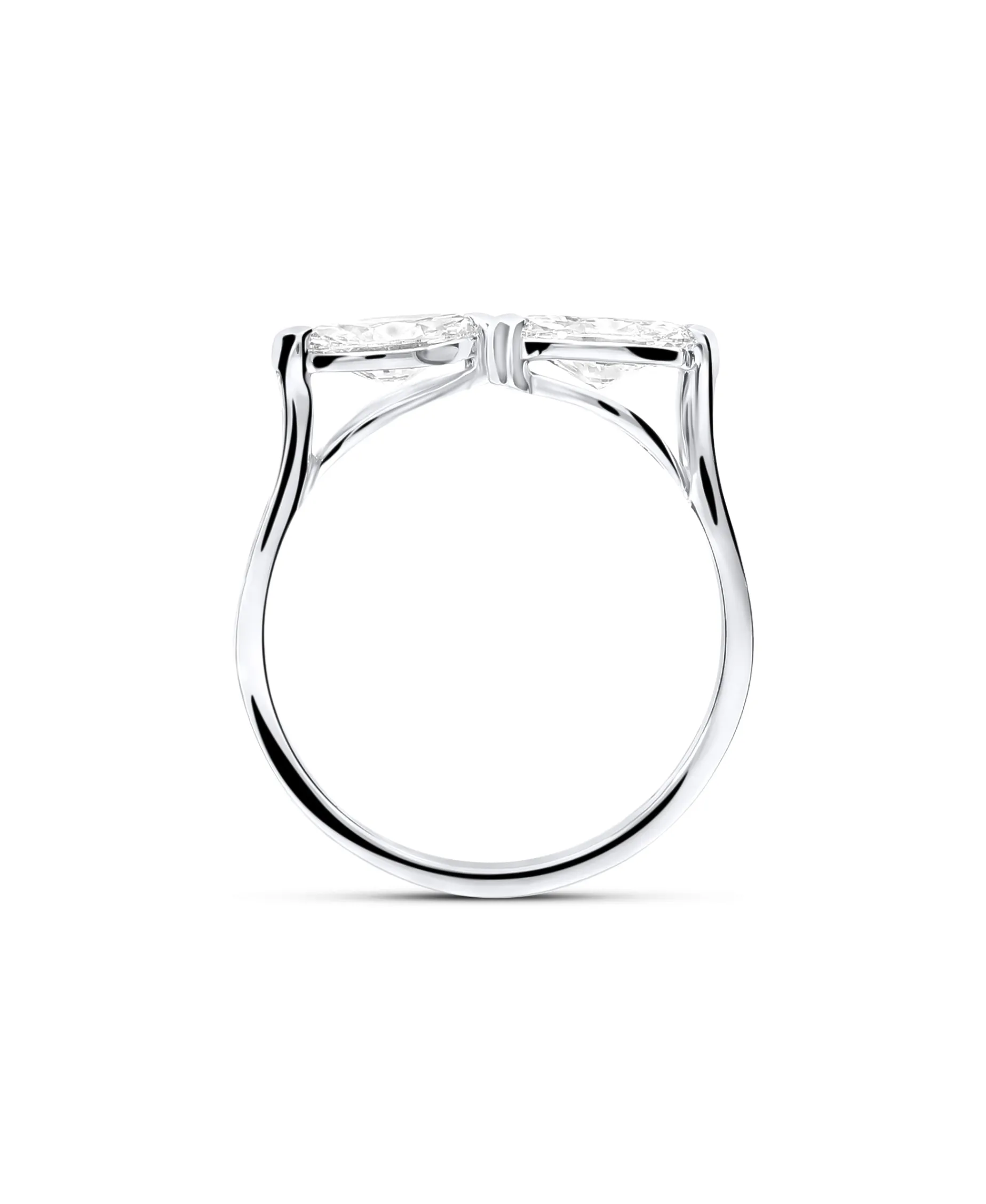 Anillo Tú y Yo con Diamantes Marquise 1 ct en Oro Blanco