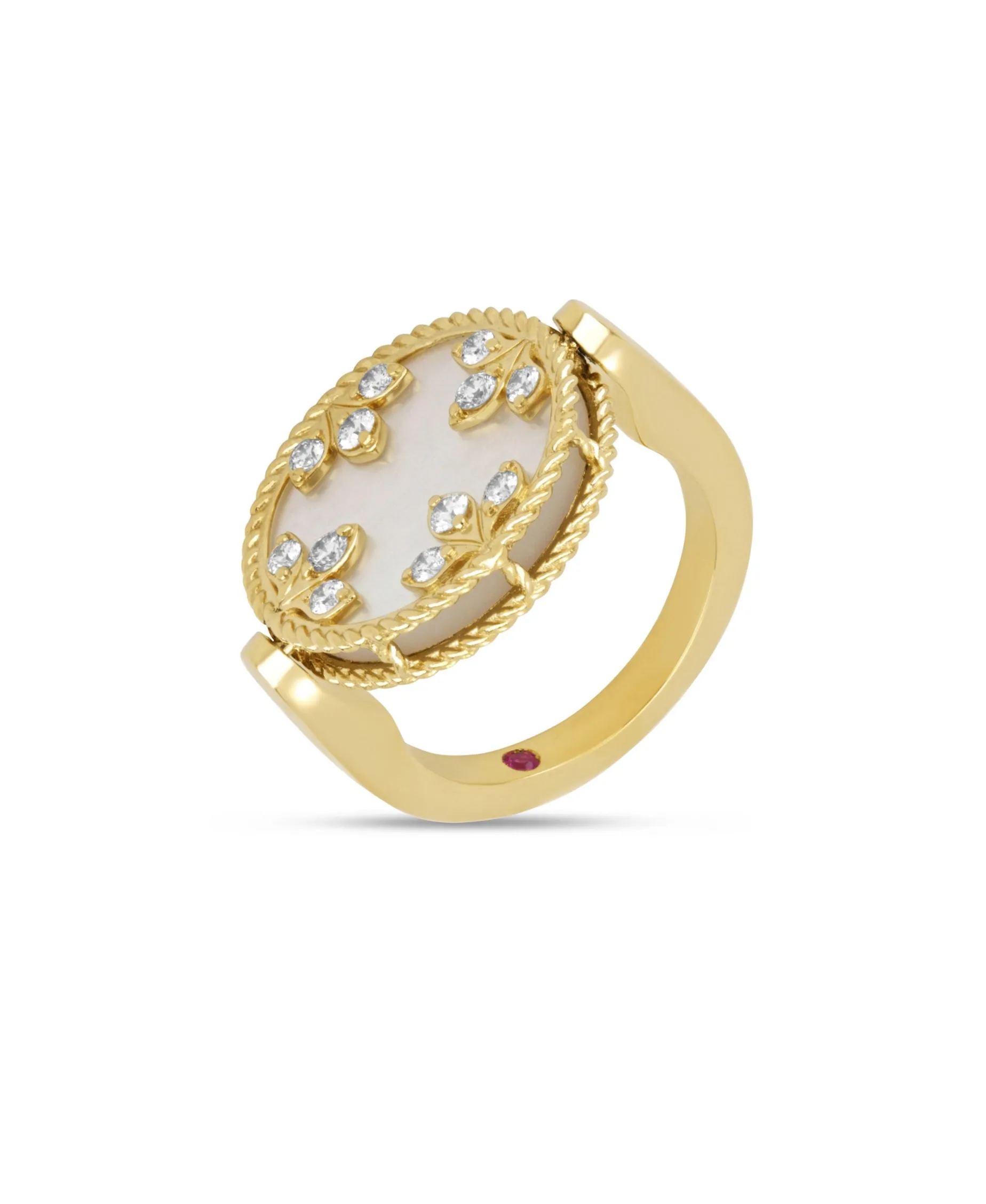Anillo Venetian Medallions Roberto Coin en Oro Amarillo con Nácar y Diamantes - ADV888RI2500