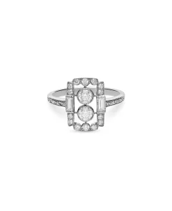 Anillo Vintage Art Déco con Diamantes 0,61 cts en Platino