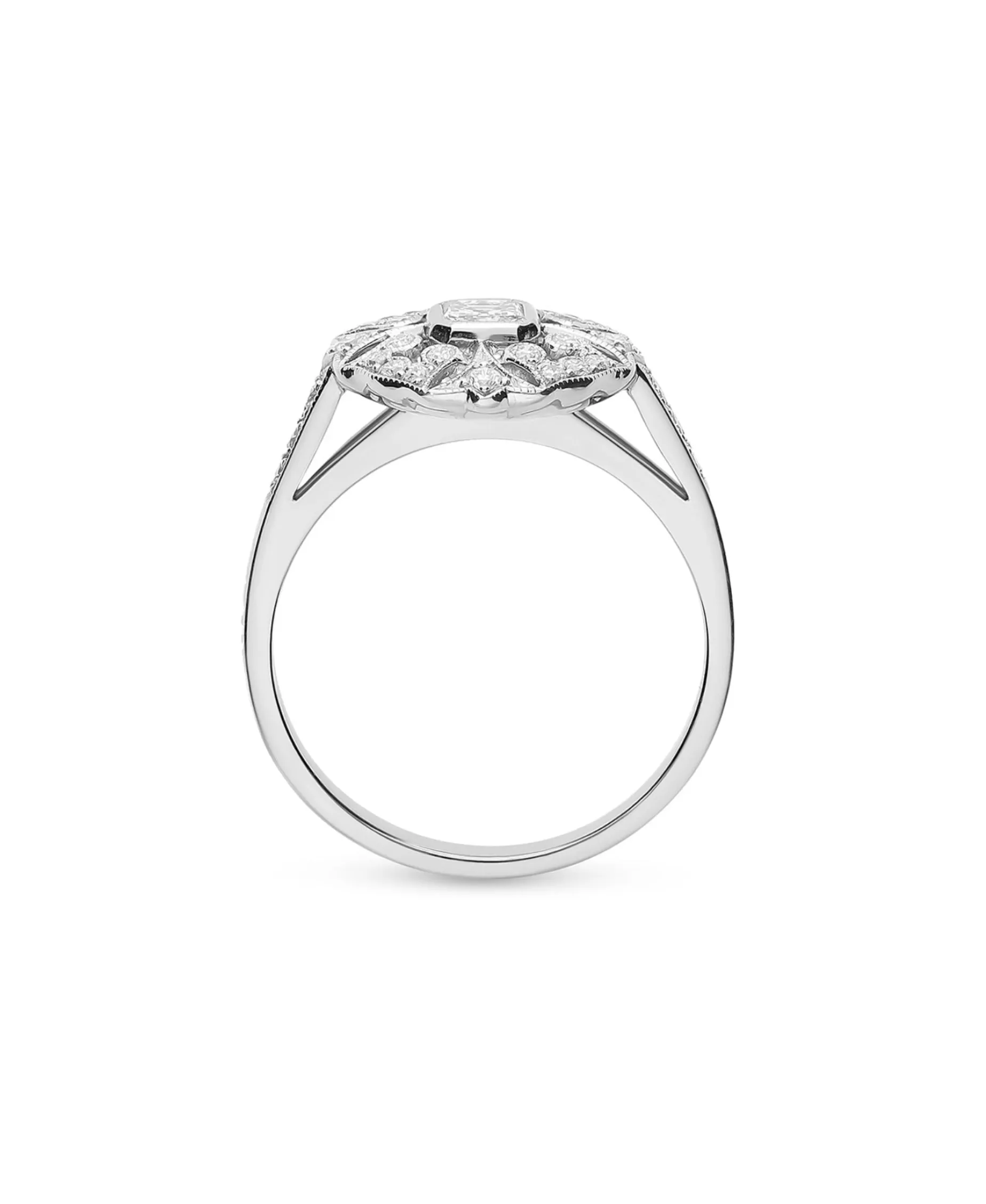 Anillo Vintage con Diamantes 0,41 cts en Oro Blanco