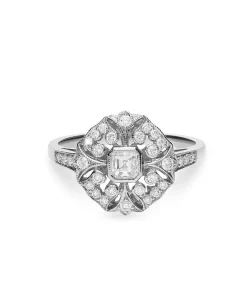 Anillo Vintage con Diamantes 0,41 cts en Oro Blanco
