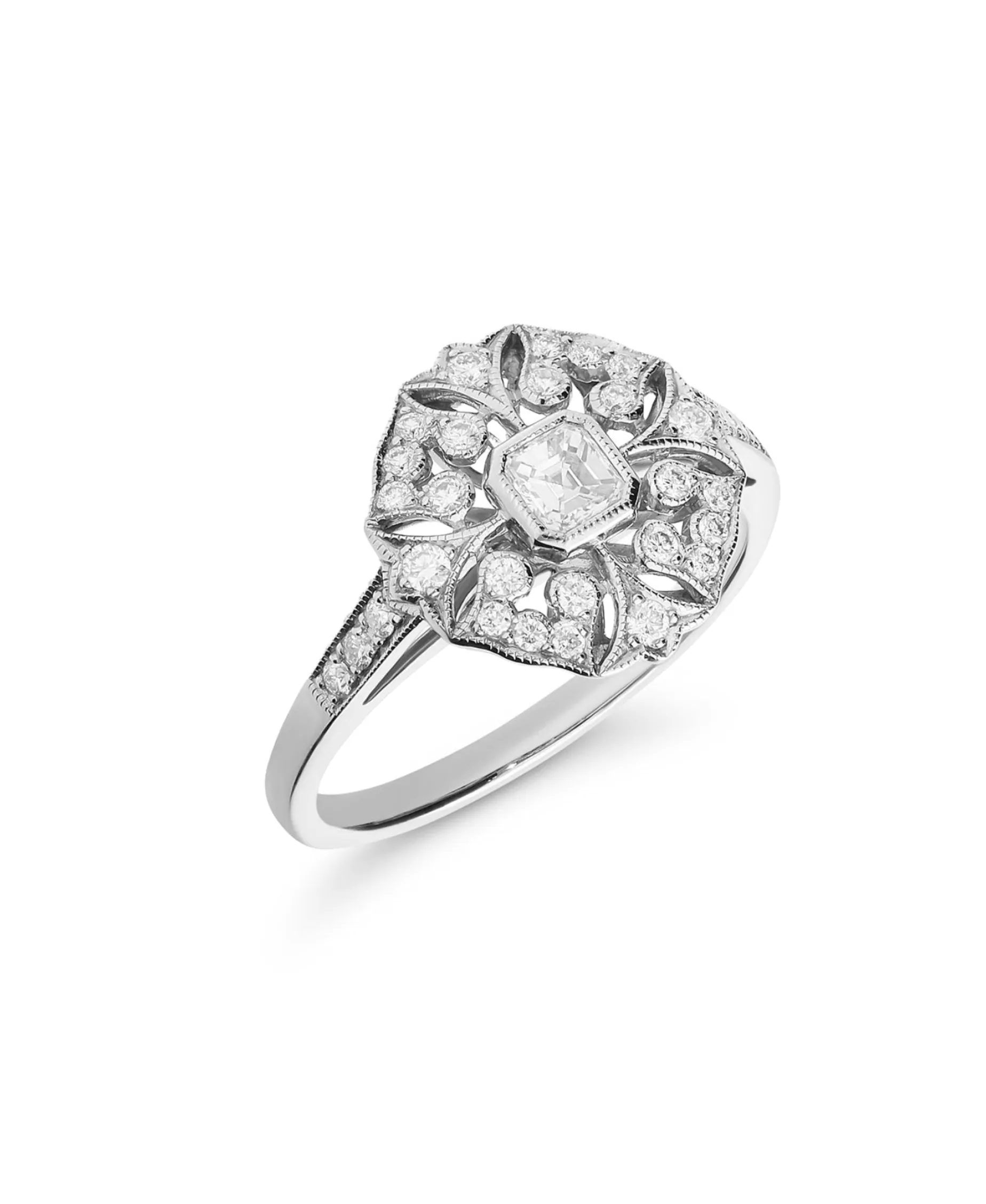 Anillo Vintage con Diamantes 0,41 cts en Oro Blanco